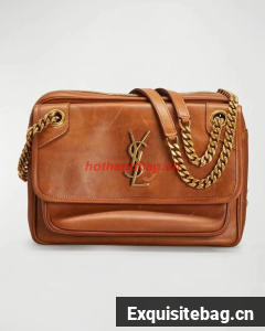 SAINT LAUREN NIKI BABY CHAIN BAG IN SMOOTH LEATHER Y871250 Brown