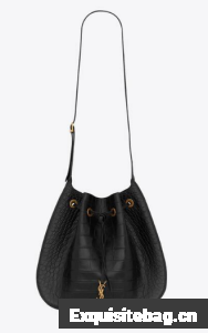 SAINT LAUREN PARIS VII LARGE FLAT HOBO BAG IN CROCODILE-EMBOSSED LEATHER 697941 black