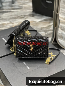 SAINT LAUREN PATENT LEATHER BAG 393953 BLACK