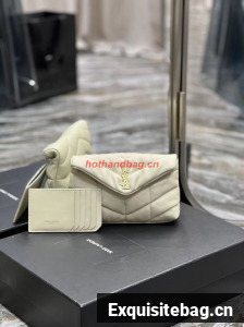 SAINT LAUREN PUFFER SMALL POUCH IN QUILTED LAMBSKIN 6508801 ANTIQUE VINTAGE&GOLD