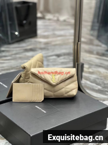 SAINT LAUREN PUFFER SMALL POUCH IN QUILTED LAMBSKIN 6508801 TAUPE&GOLD