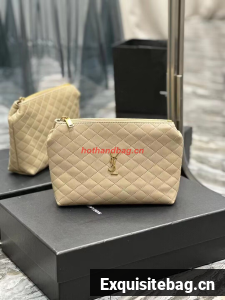 SAINT LAUREN SADE LARGE CLUTCH IN LAMBSKIN Y433955 Beige