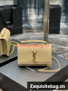 SAINT LAUREN SUNSET CHAIN WALLET IN SMOOTH LEATHER 533026 Beige