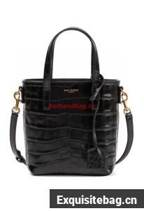 SAINT LAUREN shoulder bag IN CROCODILE-EMBOSSED LEATHER Y722366 black