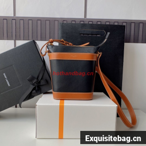 SAINT LAURENT KAIA SMALL SATCHEL IN SHINY LEATHER Y821002 black&brown