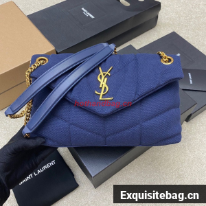 SAINT LAURENT LOULOU MEDIUM CHAIN BAG IN CANVAS 577476 BLUE