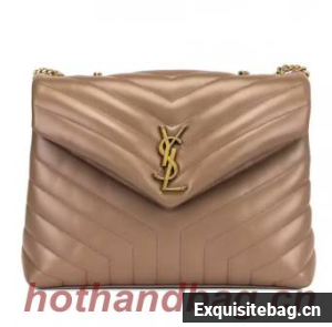 SAINT LAURENT Loulou Monogram medium quilted leather shoulder bag 74558 Khaki
