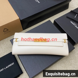 SAINT LAURENT MANHATTAN CLUTCH IN BOX SAINT LAURENT LEATHER 695949 WHITE
