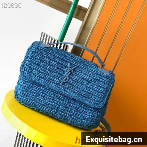 SAINT LAURENT NIKI MEDIUM CHAIN BAG IN RAFFIA 498894 Blue