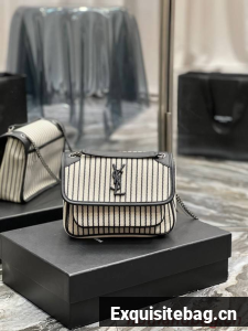 SAINT LAURENT NIKI SMALL CHAIN BAG IN CANVAS 633151 CREAM ET NOIR