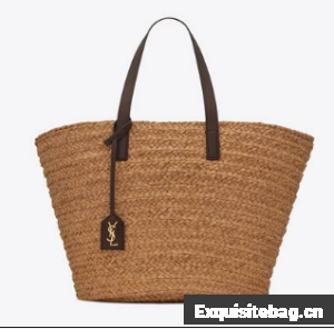 SAINT LAURENT PANIER MEDIUM BAG IN RAFFIA 693242 IVORY