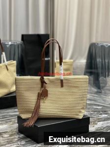 SAINT LAURENT PANIER MEDIUM BAG IN RAFFIA Y811502 TAUPE