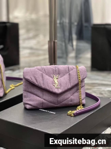 SAINT LAURENT PUFFER TOY BAG IN CANVAS AND SMOOTH LEATHER 620333 BLEACHED LILAC