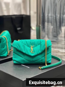 SAINT LAURENT PUFFER TOY BAG IN CANVAS AND SMOOTH LEATHER 620333 green