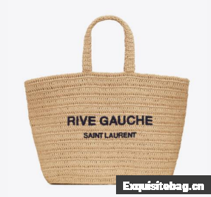 SAINT LAURENT RIVE GAUCHE SUPPLE TOTE BAG IN RAFFIA CROCHET 688864 NATUREL