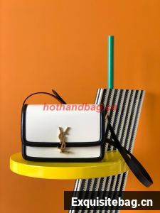 SAINT LAURENT SOLFERINO MEDIUM SATCHEL IN BOX LEATHER 634305 BLACK&WHITE