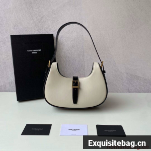 Yves Saint Laurent LE FERMOIR HOBO BAG IN SHINY LEATHER 6726152 BLANC VINTAGE&black
