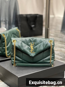 Yves Saint Laurent PUFFER SMALL CHAIN BAG IN QUILTED LAMBSKIN 5774761 blackish green