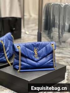Yves Saint Laurent PUFFER SMALL CHAIN BAG IN QUILTED LAMBSKIN 5774761 blue