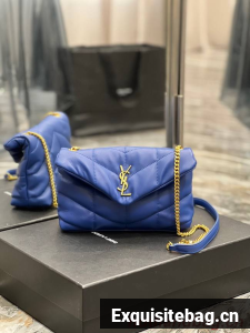 Yves Saint Laurent PUFFER SMALL CHAIN BAG IN QUILTED LAMBSKIN 620333 blue