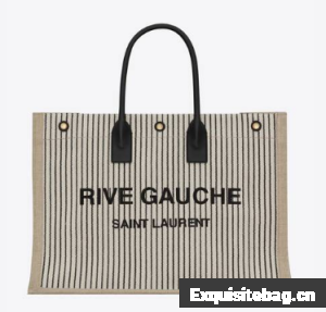 Yves Saint Laurent RIVE GAUCHE TOTE BAG IN LINEN AND SMOOTH LEATHER 499290