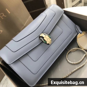 Bvlgari Original Calfskin Leather serpenti forever Shoulder Bag 97521 Light blue