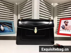 BVLGARI Medium Shoulder Bag Calfskin Leather BG2281 Black