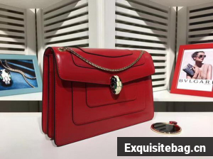 BVLGARI Medium Shoulder Bag Calfskin Leather BG2281 Red