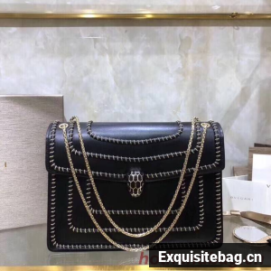 BVLGARI Medium Shoulder Bag Calfskin Leather BG22890 black