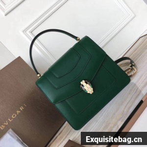 BVLGARI Original Calfskin Leather Tote Bag 3781 Atrovirens