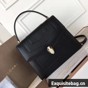 BVLGARI Original Calfskin Leather Tote Bag 3782 Black
