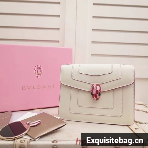 BVLGARI Serpenti Forever Flap Cover leather bag 28697 white