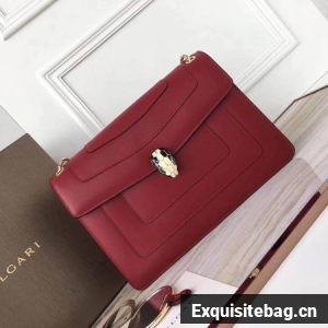 BVLGARI Serpenti Forever Original Calfskin Leather Shoulder Bag 3780 Maroon