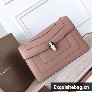 BVLGARI Serpenti Forever Original Calfskin Leather Shoulder Bag 3780 Pink
