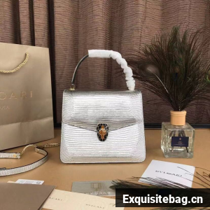 BVLGARI Serpenti Forever leather flap bag 286999 silver 