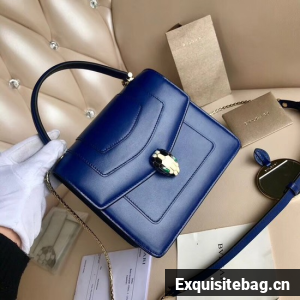 BVLGARI Serpenti Forever leather flap bag 3785 blue