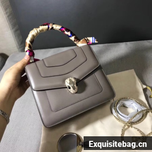 BVLGARI Serpenti Forever leather flap bag 3785 grey