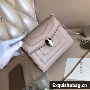 BVLGARI Serpenti Forever leather flap bag 5589 light pink