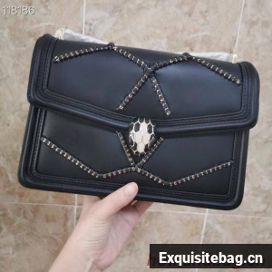 BVLGARI Serpenti Forever leather shoulder bag 288656 black