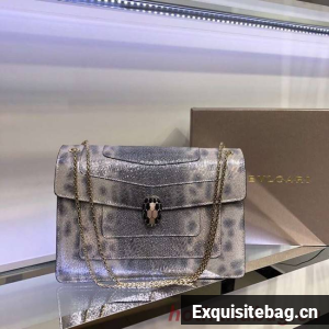 BVLGARI Serpenti Forever leather shoulder bag 35108 grey