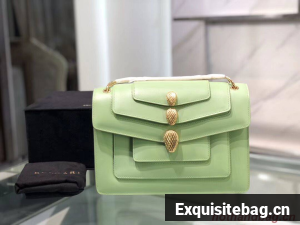 BVLGARI Serpenti Forever leather shoulder bag B288620 green