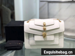 BVLGARI Serpenti Forever leather shoulder bag B288620 white