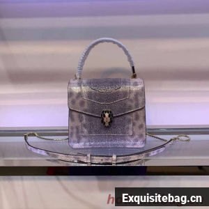 BVLGARI Serpenti Forever metallic-leather shoulder bag 058962 grey