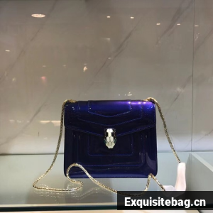 BVLGARI Serpenti Forever metallic-leather shoulder bag 08962 blue