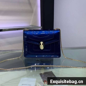 BVLGARI Serpenti Forever metallic-leather shoulder bag 34559 dark blue