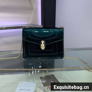 BVLGARI Serpenti Forever metallic-leather shoulder bag 34559 dark green