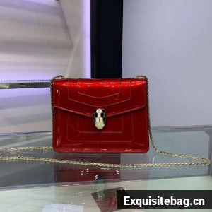 BVLGARI Serpenti Forever metallic-leather shoulder bag 34559 red