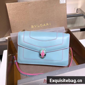 BVLGARI Serpenti Forever metallic-leather shoulder bag 39174 light blue
