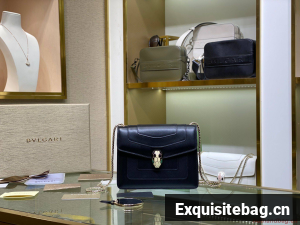 BVLGARI mini Serpenti Forever Shoulder Bag Calfskin Leather 35107 Black