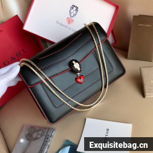 Bvlgari Forever serpenti in love Original calf leather Shoulder Bag 2466 black